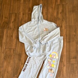 Hello Kitty & Pusheen Light Blue Hoodie & Jogger Set with Balloon Graphics